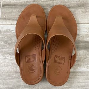 Brown leather FitFlop Sandals Wide Fit Flop Lulu